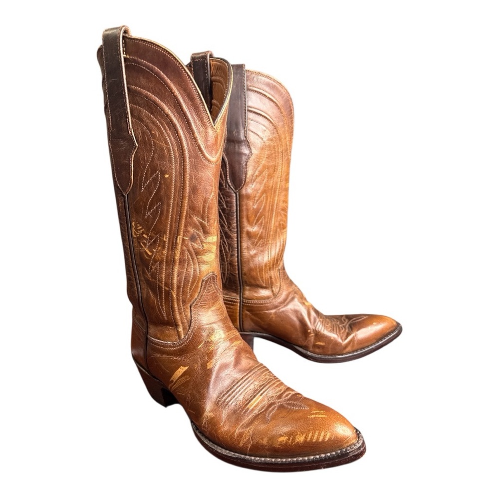 Black Jack Mad Dog Goat Leather Cowboy Boots Womens 6B Handmade El Paso Brown